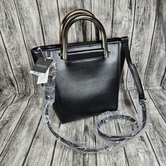 TOPSHOP Purse Black BOHO Small Tote Purse Bag New With Tags Classy Design NWT - Picture 1 of 7
